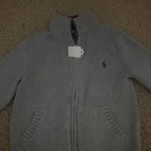 Ralph Lauren Light Gray Knit Zip-Up Kids Jacket